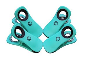 beach towel clips for pool chairs, beach chairs and cruise ship are vacation essentials - 3” no rust stainless steel, premium durability and unmatched quality keeps towel from blowing away (turquoise)