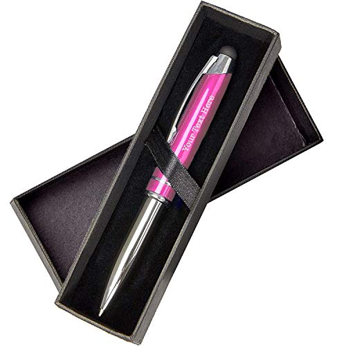 Personalized Pen, 3-in-1 Ballpoint Pen, Touch Screen Pen Stylus, & Flashlight- Customized for Men, Women, Adult Party Favors - Customizable with Personalized Text, Names, or Logo, Pink