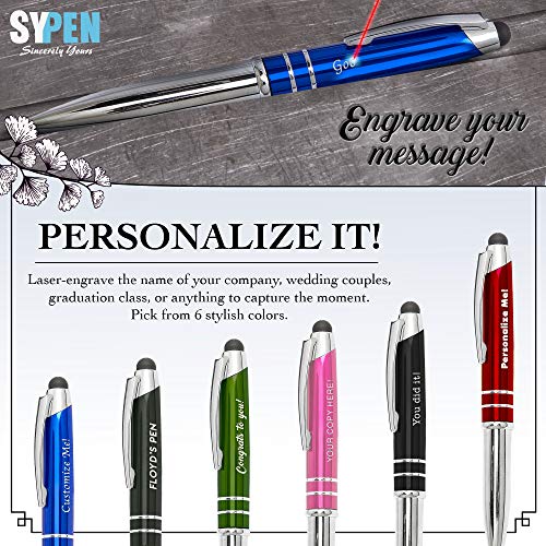 Personalized Pen, 3-in-1 Ballpoint Pen, Touch Screen Pen Stylus, & Flashlight- Customized for Men, Women, Adult Party Favors - Customizable with Personalized Text, Names, or Logo, Pink