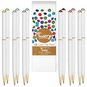 Fancy Pens for Women | Set of 12 Colorful Gem-Top Pens | Gift for Teachers, Girls, Women