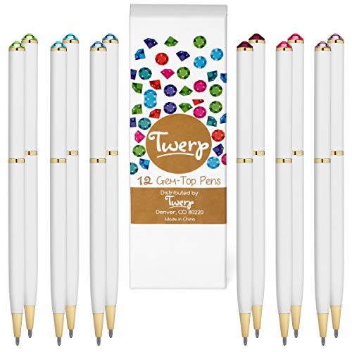 Fancy Pens for Women | Set of 12 Colorful Gem-Top Pens | Gift for Teachers, Girls, Women