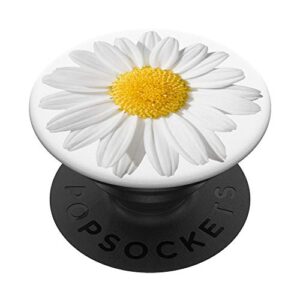 cute white daisy flower yellow so pretty on white background popsockets popgrip: swappable grip for phones & tablets