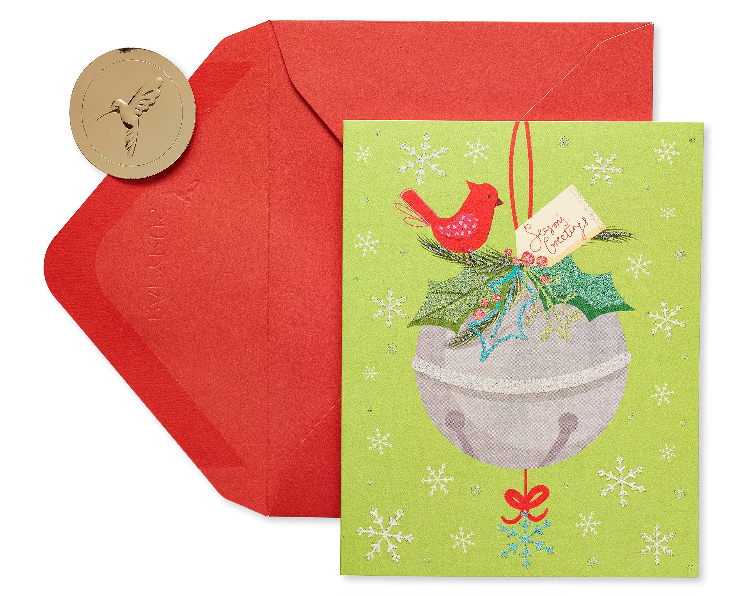 Papyrus Christmas Cards Boxed with Envelopes, Happy Holiday Season, Jingle Bell (20-Count)