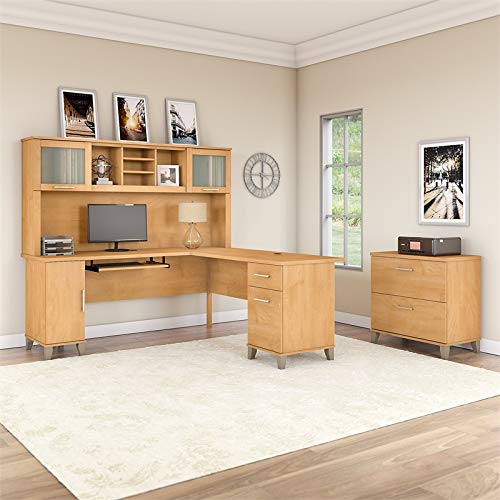 Bush Furniture Somerset L Shaped Desk with Hutch and Lateral File Cabinet