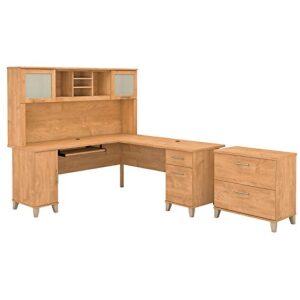 Bush Furniture Somerset L Shaped Desk with Hutch and Lateral File Cabinet