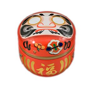 japanese made red daruma "wishes" aluminum 100g tea canister loose tea container keep dry made in japan (daruma)