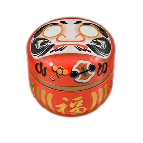 Japanese Made Red Daruma "Wishes" Aluminum 100g Tea Canister Loose Tea Container Keep Dry Made In Japan (Daruma)