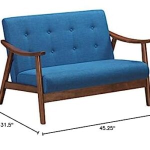 Christopher Knight Home Buda Mid-Century Modern Settee, Navy Blue, Brown