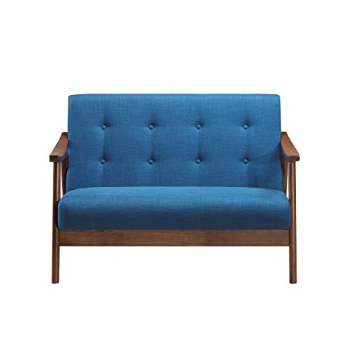 Christopher Knight Home Buda Mid-Century Modern Settee, Navy Blue, Brown