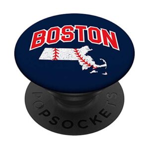 boston massachusetts - baseball white red blue map popsockets popgrip: swappable grip for phones & tablets