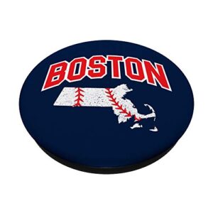 Boston Massachusetts - Baseball White Red Blue Map PopSockets PopGrip: Swappable Grip for Phones & Tablets