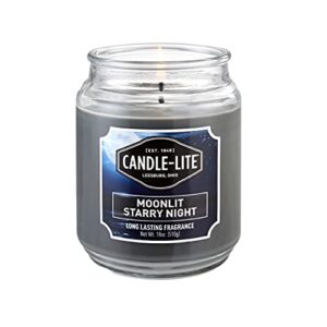candle-lite scented candles, moonlit starry night fragrance, one 18 oz. single-wick aromatherapy candle with 110 hours of burn time, gray