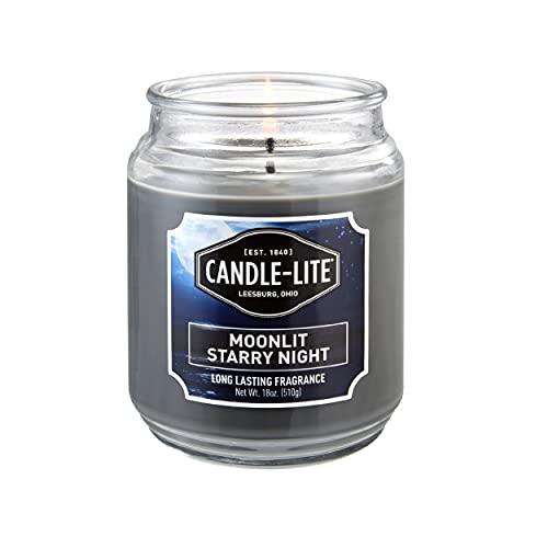 Candle-lite Scented Candles, Moonlit Starry Night Fragrance, One 18 oz. Single-Wick Aromatherapy Candle with 110 Hours of Burn Time, Gray