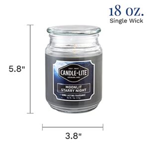 Candle-lite Scented Candles, Moonlit Starry Night Fragrance, One 18 oz. Single-Wick Aromatherapy Candle with 110 Hours of Burn Time, Gray