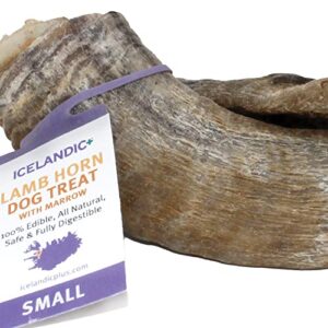 icelandic+ plus small lamb horn with marrow dog chew