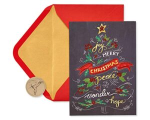 papyrus christmas cards boxed with envelopes, to you and yours, holiday tree (14-count)