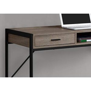 Monarch Specialties Contemporary Laptop Table with Drawers and Shelf Home & Office Computer Desk-Metal Legs, 48" L, Dark Taupe