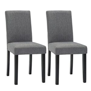 nobpeint urban style solid wood fabric padded parson chair, grey, set of 2