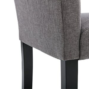 NOBPEINT Urban Style Solid Wood Fabric Padded Parson Chair, Grey, Set of 2