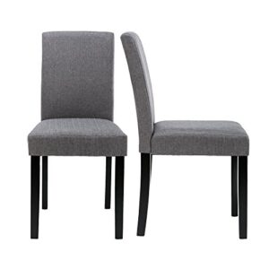 NOBPEINT Urban Style Solid Wood Fabric Padded Parson Chair, Grey, Set of 2