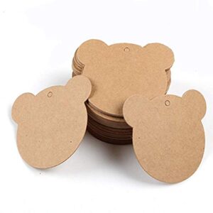 200 pcs 2.36 * 2 inch kraft paper gift tags bear shape kraft paper label gift wrap hang tags for party, wedding, gift decoration, price tags