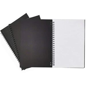 spiral notebook, 3pack spiral journal, thick pure white paper 120 pages wirebound notebooks, sketch pads& planner（black)