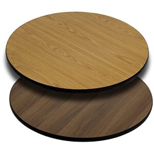 flash furniture 36 inch round table top with reversible laminate top, natural/walnut