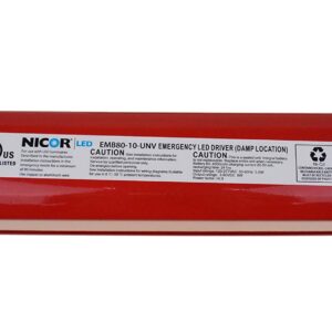 NICOR Lighting 8W LED Emergency Battery Backup Driver Universal (EMB80-10-UNV) , Red