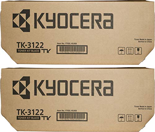 Kyocera 1T02L10US0 Model TK-3122 Black Toner Kit For use with Kyocera ECOSYS FS-4200DN, M3040idn, M3540idn and M3550idn Laser Printers; Up to 21000 Pages Yield at 5% Coverage, Pack of 2