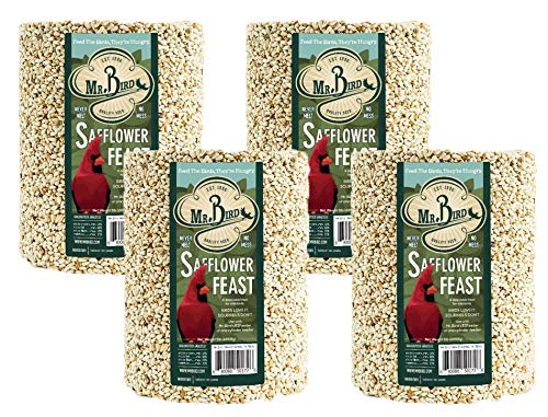 4-Pack of Mr. Bird Safflower Feast Large Wild Bird Seed Cylinder 5 lbs.