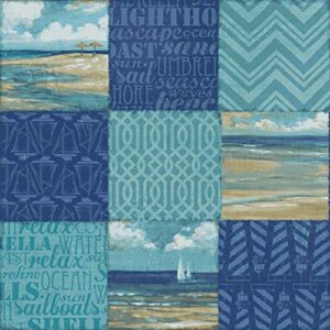 stitch & sparkle paul brent pb beachscape patchwork horizontal 100% cotton prints fabric 44" wide, quilt crafts cut by the yard (pb14)
