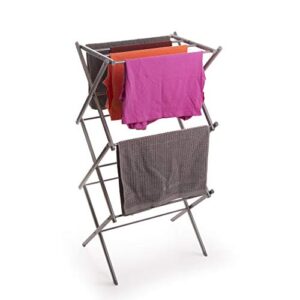 BINO 3-Tier Collapsible Drying Racks | Silver | Air Drying & Hanging | Foldable Portable Indoor & Outdoor | Space Saving Clothes Dryer Stand | Home Dorm Apartment Essentials