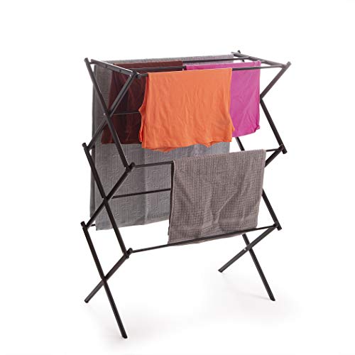 BINO 3-Tier Collapsing Foldable Laundry Drying Rack, Black