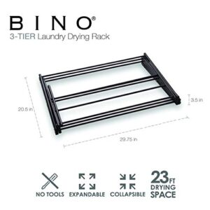 BINO 3-Tier Collapsing Foldable Laundry Drying Rack, Black