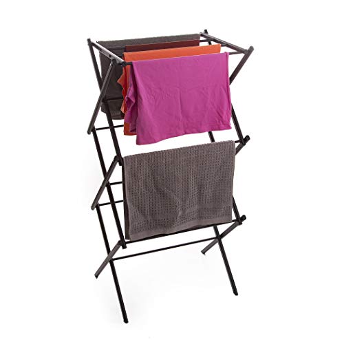 BINO 3-Tier Collapsible Drying Racks | Black | Air Drying & Hanging | Foldable Portable Indoor & Outdoor | Space Saving Clothes Dryer Stand | Home Dorm Apartment Essentials