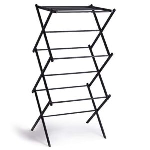 bino 3-tier collapsible drying racks | black | air drying & hanging | foldable portable indoor & outdoor | space saving clothes dryer stand | home dorm apartment essentials
