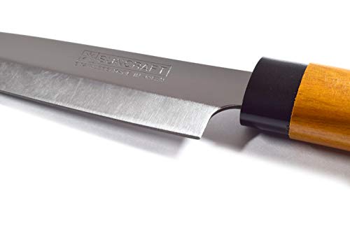 Seki Japan Professional Fruit Knife, Small Peeling Knife, Point Ended, 3.7-inch Stainless Steel Blade with Wooden Handle and Point Ended Sheath, for Kitchen and Outdoor