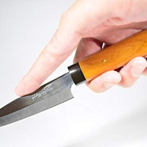 Seki Japan Professional Fruit Knife, Small Peeling Knife, Point Ended, 3.7-inch Stainless Steel Blade with Wooden Handle and Point Ended Sheath, for Kitchen and Outdoor