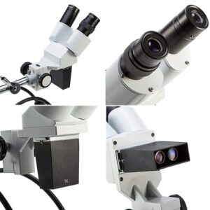 Swift S41-20 Professional Dissecting Binocular Stereo Microscope, WF10x WF20x Eyepieces, 10X 20X Magnification, 1X Objective, LED Lighting, Boom-Arm Stand