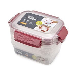 Joseph Joseph Nest Lock Plastic BPA Free Food Storage Container Set with Lockable Airtight Leakproof Lids, 6-Piece Set/37oz, Red