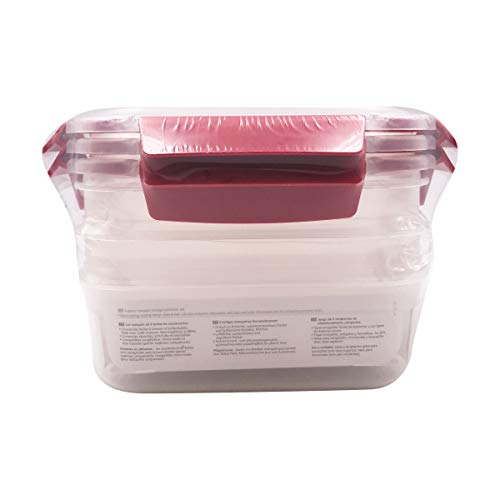 Joseph Joseph Nest Lock Plastic BPA Free Food Storage Container Set with Lockable Airtight Leakproof Lids, 6-Piece Set/37oz, Red