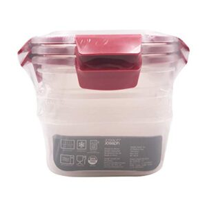 Joseph Joseph Nest Lock Plastic BPA Free Food Storage Container Set with Lockable Airtight Leakproof Lids, 6-Piece Set/37oz, Red