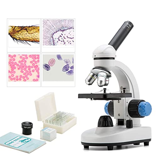 National Optical 40X-1000X Compound Microscope Set with Slides for Students and Kids Biology Cordless Beginner Microscope All Metal