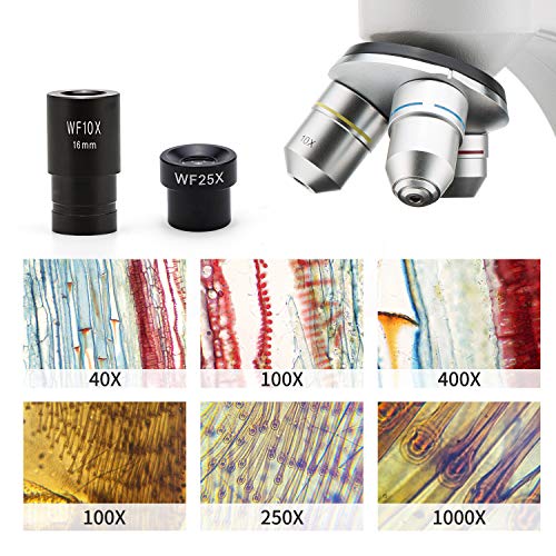 National Optical 40X-1000X Compound Microscope Set with Slides for Students and Kids Biology Cordless Beginner Microscope All Metal