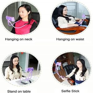 Smart Mobile Phone Stands,Universal Hanging on Neck Cell Phone Mount Holder, Flexible Lazy Bracket DIY Free Rotating for Multiple Functions（Black）