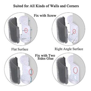 Kingtree Cat Self Groomer 2 Pack Wall Corner Brushes, Soft Cat Corner Scratcher Self Grooming Massage Combs for Long Short Fur Cats Kitten, Pet Corner Groomers Massager Brush for Indoor Cats Puppy