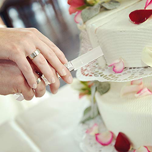 TRUE LOVE GIFT Wedding Cake Knife and Server Set Bride and Groom 2-Piece Dessert Set, Party, Wedding, Anniversary or Celebration