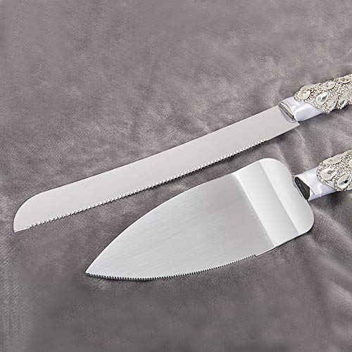 TRUE LOVE GIFT Wedding Cake Knife and Server Set Bride and Groom 2-Piece Dessert Set, Party, Wedding, Anniversary or Celebration