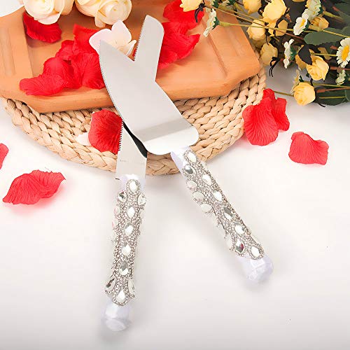 TRUE LOVE GIFT Wedding Cake Knife and Server Set Bride and Groom 2-Piece Dessert Set, Party, Wedding, Anniversary or Celebration