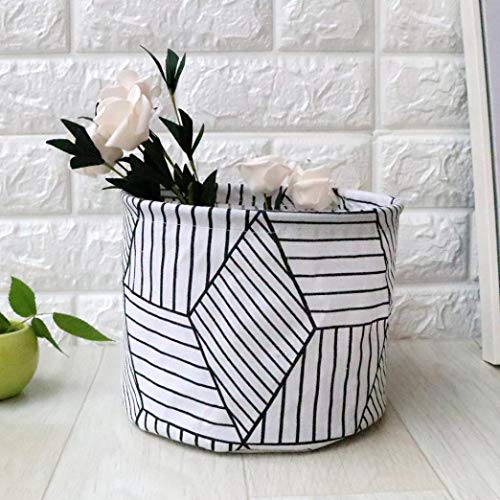 Fxbar Canvas Desktop Organizer Container, Waterproof Folding Desktop Cosmetic Storage Basket Bedside Wardrobe Closet Storage Bag Pocket Box (C)